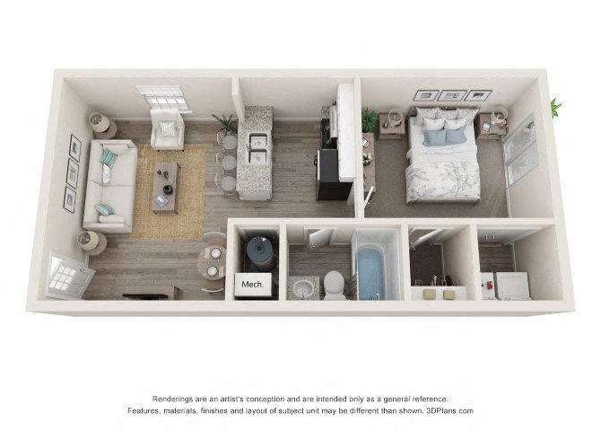 One bedroom floor plan at Hawk Ridge One bedroom floor plan at Hawk Ridge